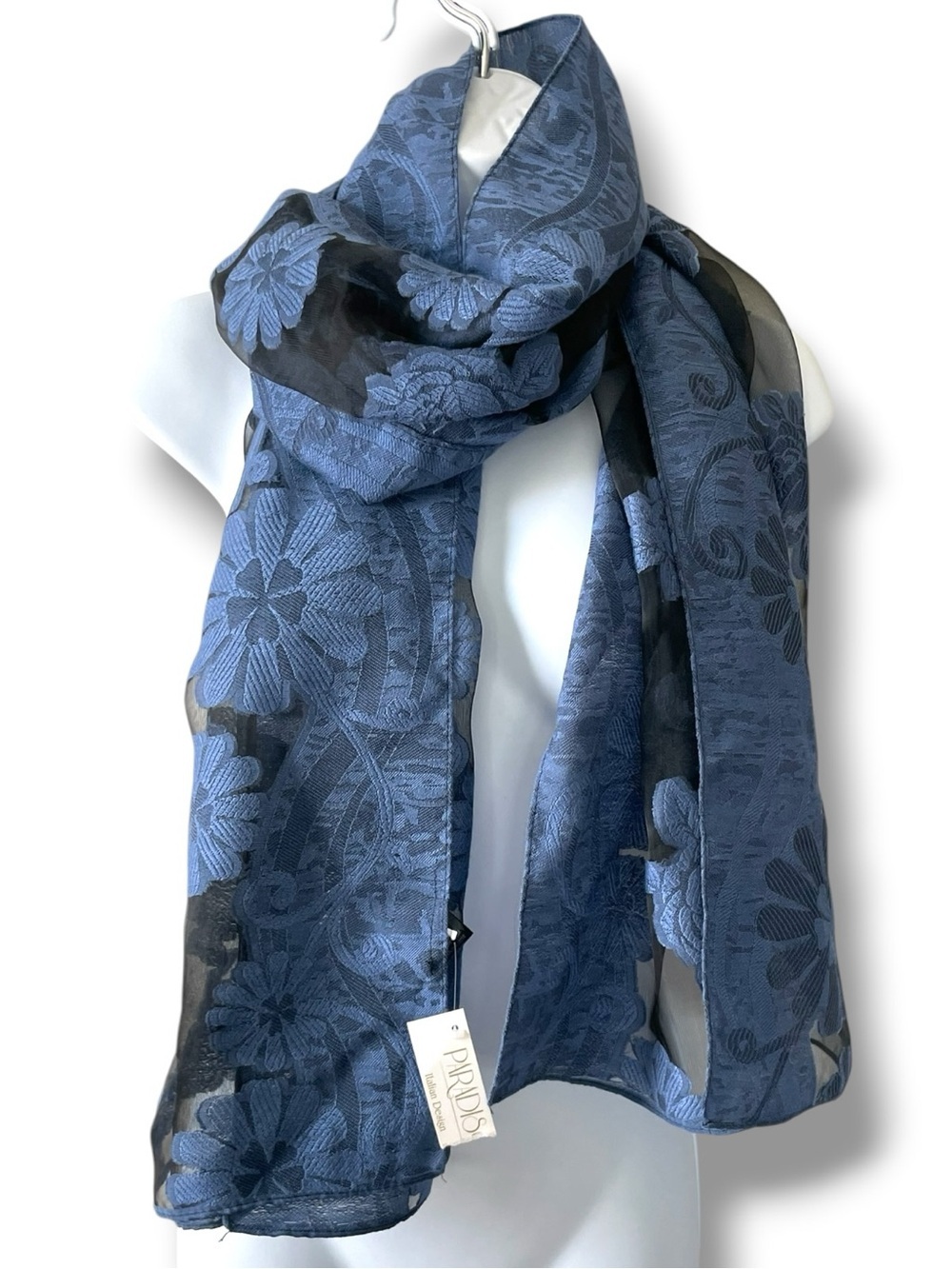 Paradiso Floral Sheer Scarf Wrap Shawl Embroidered Mesh Festival Boho Scarf - Picture 7 of 7